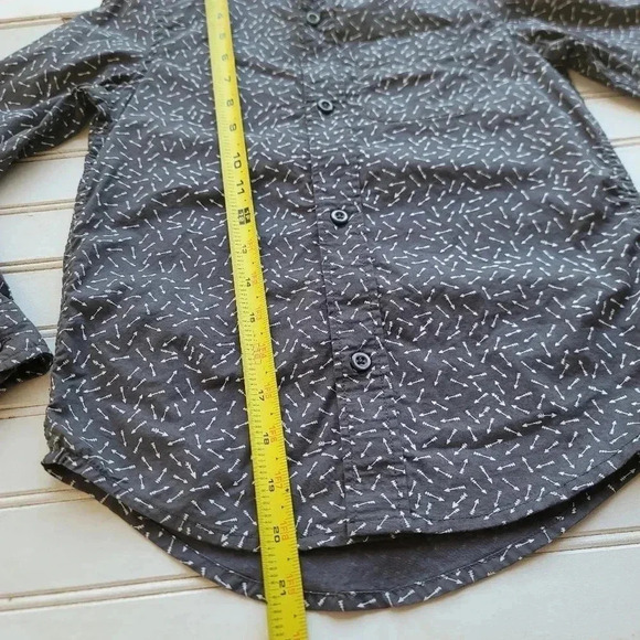 Place Button Up Shirt Boys Small 5-6 Arrow Print Long Sleeve Gray White Cotton - Picture 5 of 8